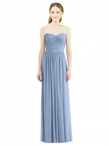 Discount Strapless Long Chiffon Dress with Sweetheart Neckline And Draped Bodice