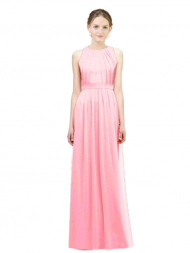 Discount Sleek Halter Neck Chiffon Bridesmaid Dress 