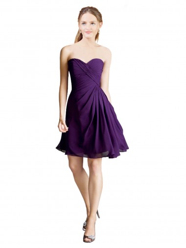 Discount Draped Chiffon Long Sweetheart Bridesmaid Dress