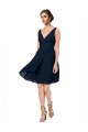 Short Knee Length Criss Cross Draped Chiffon Bridesmaid Dress