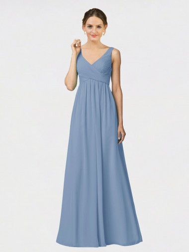 Discount Long Chiffon Bridesmaid Dress with Sweetheart Neckline and Wide Straps