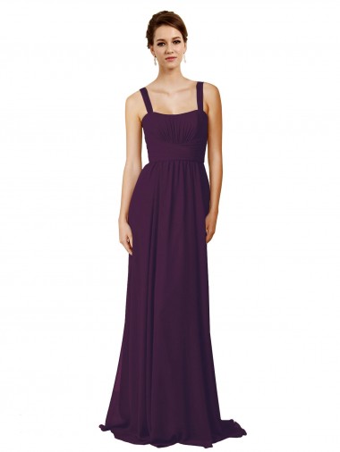 Discount Full Length Chiffon Bridesmaid Dress with Spaghetti Straps