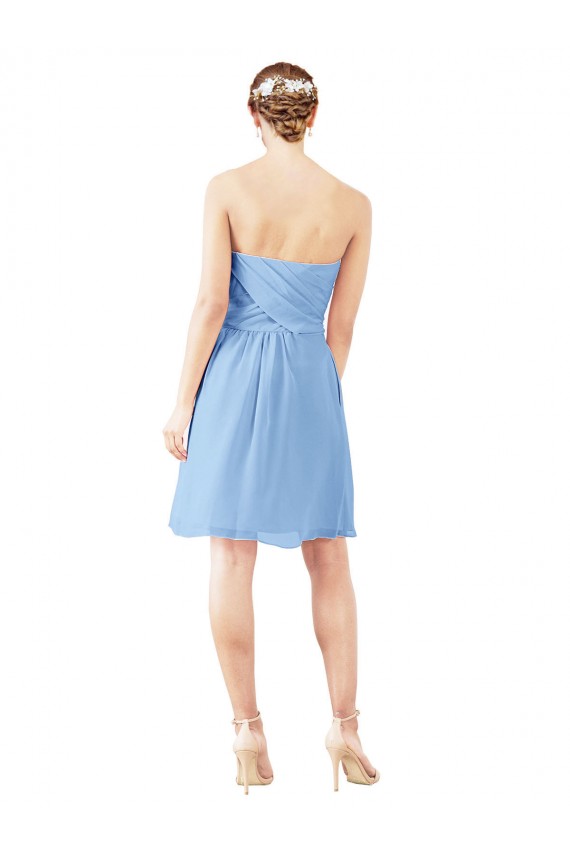 Short Knee Length Chiffon Bridesmaid Dress with Twisted Strapless Sweetheart Neckline