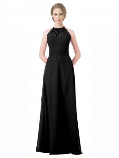 Discount Full Length Chiffon Sweetheart Bridesmaid Dress with An Illlusion Overlay
