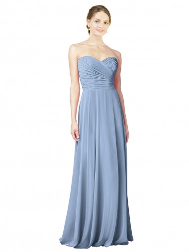 Discount Draped Strapless Sweetheart Full Length Chiffon Bridesmaid Dress