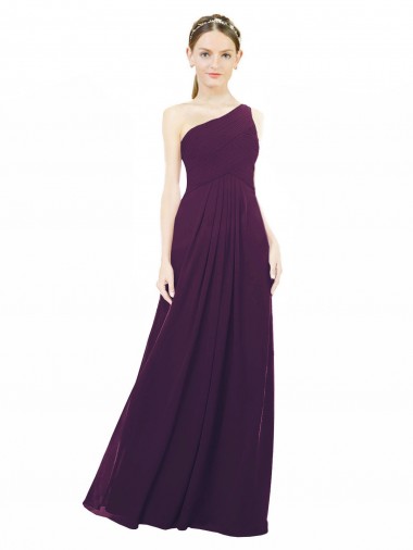 Discount One Shoulder Chiffon Bridesmaid Dress with Draped Bodice