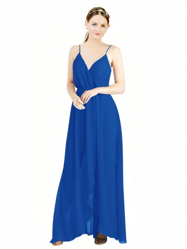 Discount Sleeveless Surplice Chiffon Bridesmaid Dress with Spaghetti Straps