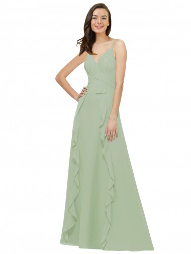Discount Chiffon Bridesmaid Dress with Ruffles and Draping
