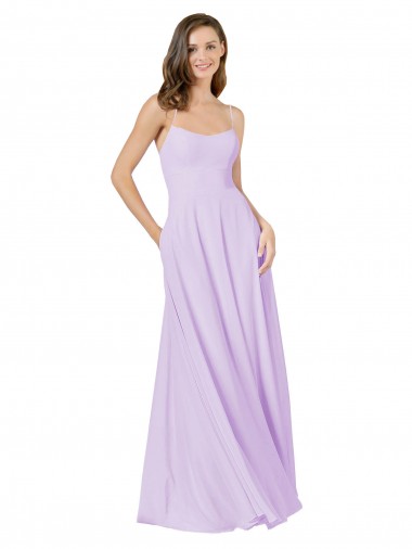 Discount Simple Chiffon Bridesmaid Dress with Pocket