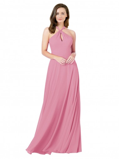 Discount Chiffon Bridesmaid Dress with Keyhole Front