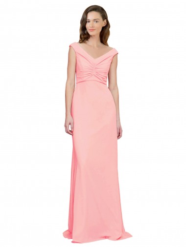 Discount Luxe Chiffon Bridesmaid Dress with Shoulder Tip Gathered Bodice