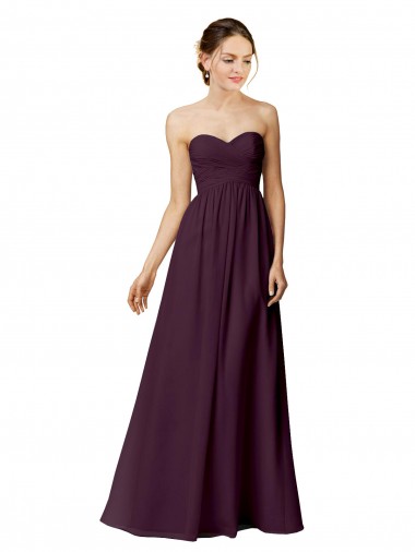 Discount Strapless Chiffon Bridesmaid Dress with Criss Cross Shirred Bodice