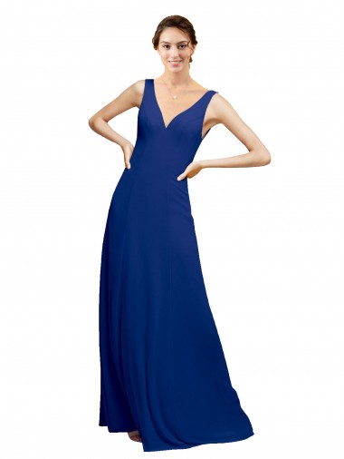 Discount V-Neck Sheath Chiffon Bridesmaid Dress with V-Back