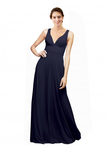 Discount Open Back Long Chiffon Bridesmaid Dress with Plunging V-Neck Bodice