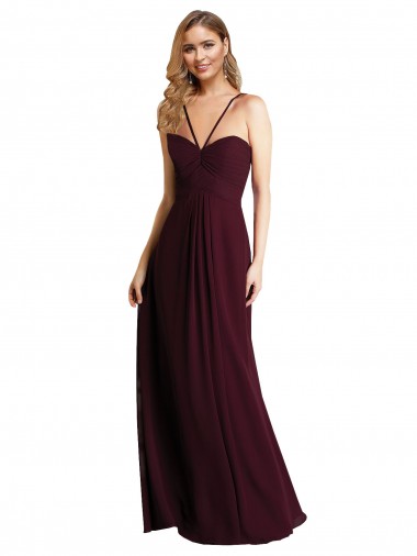 Discount Long Chiffon Bridesmaid Dress with Sweetheart Neckline