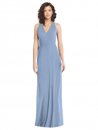 Discount V-Neck Halter Back Straps Chiffon Bridesmaid Dress