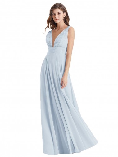 Discount Plunge Deep V-Neckline Low Back Chiffon Bridesmaid Ress