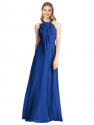 Discount Plunging V-Back Long Full Length Chiffon Bridesmaid Dress