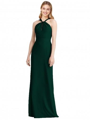 Discount Sleek Full-Length Twist Halter Chiffon Bridesmaid Dress
