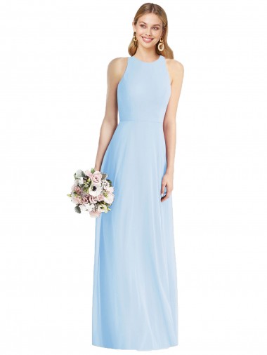 Discount Sleeveless Halter Chiffon Maxi Bridesmaid Dress