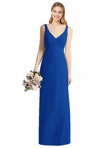 Discount Sleeveless V-Back Long Trumpet Chiffon Bridesmaid Dress