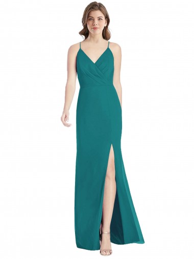 Discount Criss Cross Back Mermaid Wrap Chiffon Bridesmaid Dress