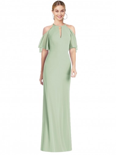 Discount Ruffle Cold-Shoulder Mermaid Chiffon Maxi Bridesmaid Dress