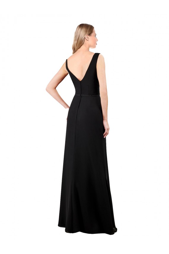 V-Neckline Chiffon Bridesmaid Dress with Draped Bodice