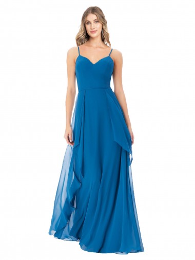 Discount Simple Sweetheart Chiffon Bridesmaid Dress with Cascading Overlay