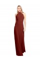 Slim High Neck Halter Fitted Open Back Chiffon Bridesmaid Dress
