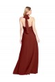 Slim High Neck Halter Fitted Open Back Chiffon Bridesmaid Dress