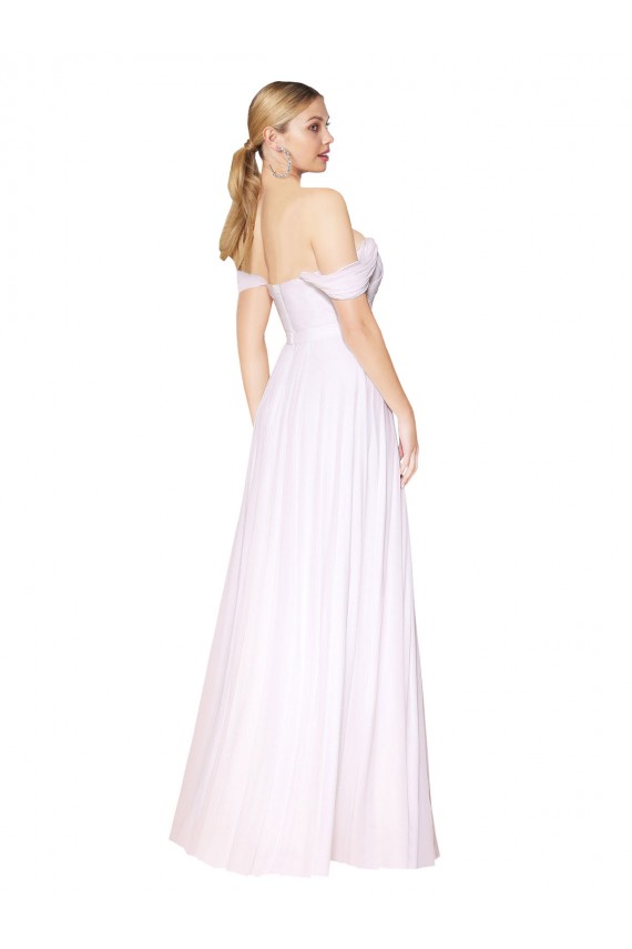 Off the Shoulder Long Full Length Chiffon Bridesmaid Dress