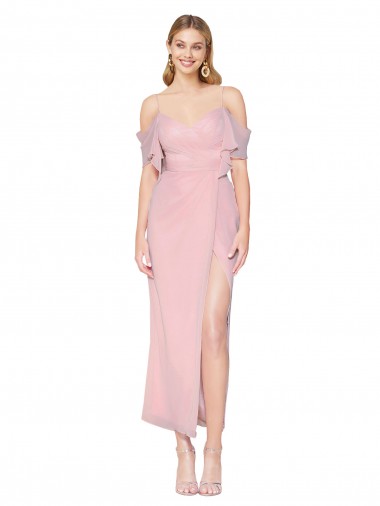 Discount Mermaid Cold Shoulder Short Knee Length Chiffon Bridesmaid Dress