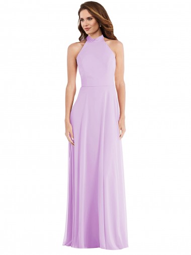 Discount High Neck Halter Backless Maxi Bridesmaid Dress