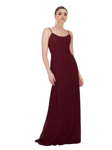 Discount Scoop Neck Tied Keyhole Back Chiffon Bridesmaid Dress