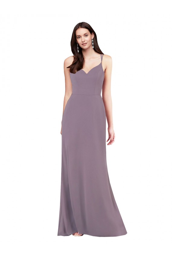 Simple Floor-Length Chiffon Bridesmaid Dress with Criss-Cross Back