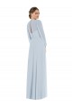 Strapless Chiffon Maxi Bridesmaid Dress with Puff Sleeve Blouson Overlay