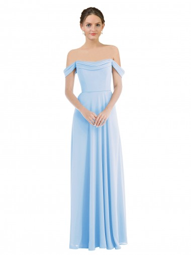 Discount Off the Shoulder Draped Neckline Maxi Bridesmaid Dress