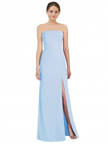Discount Strapless Trumpet Chiffon Bridesmaid Dress with Thigh high Slit