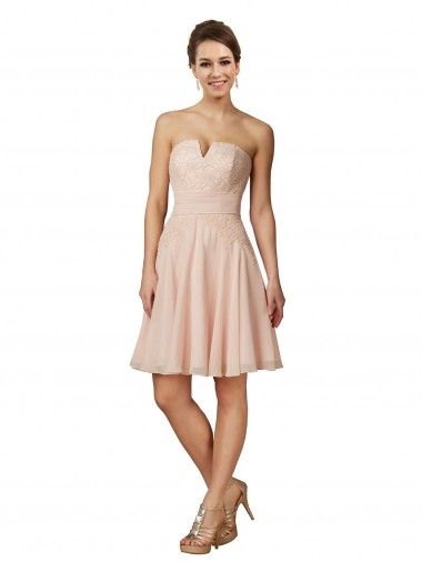 Discount Lace and Chiffon Bridesmaid Dress with Unique Neckline
