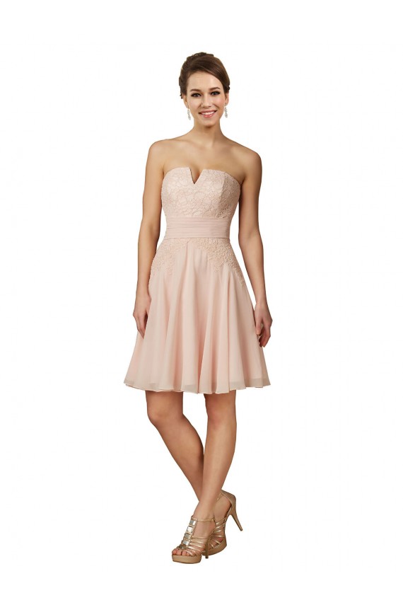 Lace and Chiffon Bridesmaid Dress with Unique Neckline
