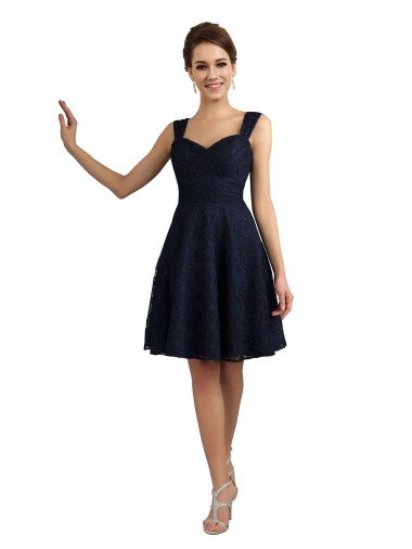 Discount Lace Bridesmaid Dress with Sweetheart Neckline and Button Back Detail