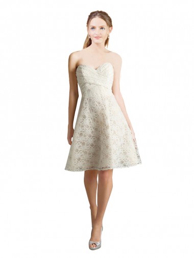 Discount Lace Bridesmaid Dress with Draped Sweetheart Neckline