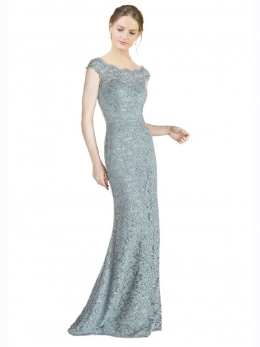 Discount Off the Shoulder Mermaid Lace Bridesmaid Dress with Cap Sleeves