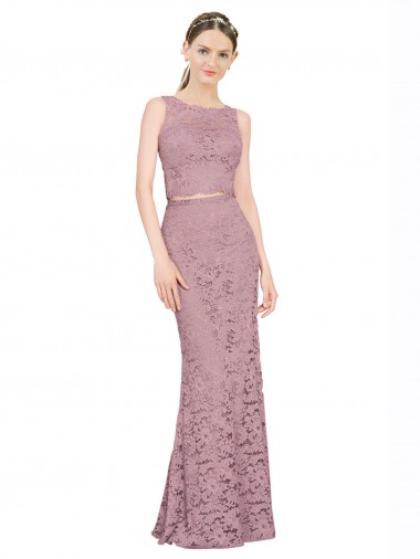 Discount Sleeveless Crop Top High Neck Mermaid Lace Bridesmaid Dress