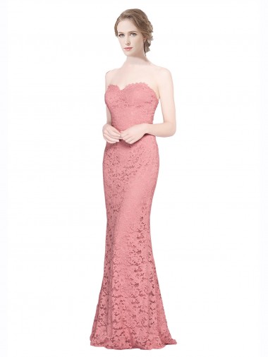 Discount Fitted Sweetheart Mermaid Lace Bridesmaid Dress