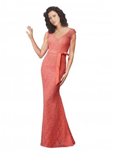 Discount Mermaid Long V-Neck Lace Bridesmaid Dress with Open Back