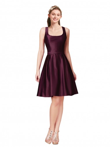 Discount Classic Satin Bridesmaid Dress with V Back and Bow Detail