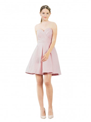 Discount Short Knee Length Sweetheart Satin Bridesmaid Dress