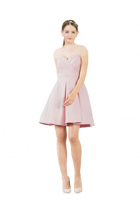 Short Knee Length Sweetheart Satin Bridesmaid Dress